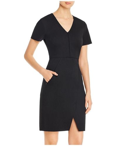 Tahari Alessandra Ponte Short Sleeves Wear To Work Dress - Black