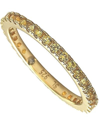 Suzy Levian Gold Sterling Silver Thin Sapphire Eternity Band - Metallic