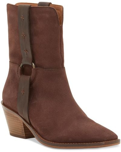 Lucky Brand Kamaree Suede Embellished Ankle Boots - Brown