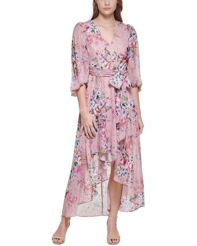 Eliza J Metallic Floral Maxi Dress - Pink