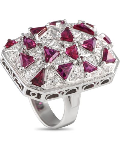 Non-Branded Lb Exclusive 18k Gold 0.78ct Diamond And Ruby Cocktail Ring Mf08-012424 - Pink