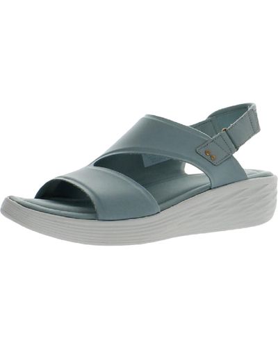 Ryka Slingback Ankle Strap Wedge Sandals - Blue