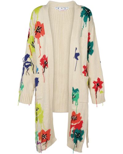 Off-White c/o Virgil Abloh Floral Knitted Cardigan - White