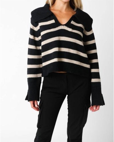 Olivaceous Striped Sweater - Black