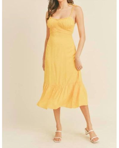Lush Just The Way You Are Tuscan Swiss Dot Tie Strap Midi Dress - Yellow