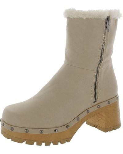 MIA Sueli Faux Leather lugged Sole Ankle Boots - Natural