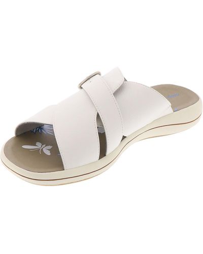 Easy Street Flint Faux Leather Strappy Slide Sandals - White