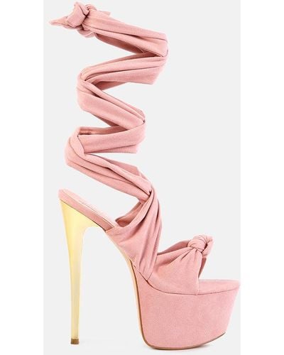 LONDON RAG Bauble High Heeled Lace Up Sandals - Pink