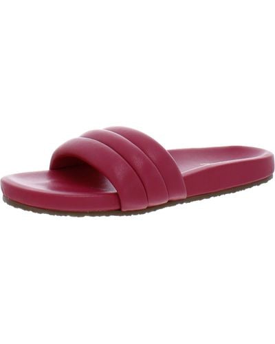 Seychelles Low Key Leather Ribbed Slide Sandals - Purple