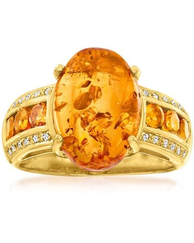 Ross-Simons Amber Ring With Citrines With White Topaz Accents - Yellow