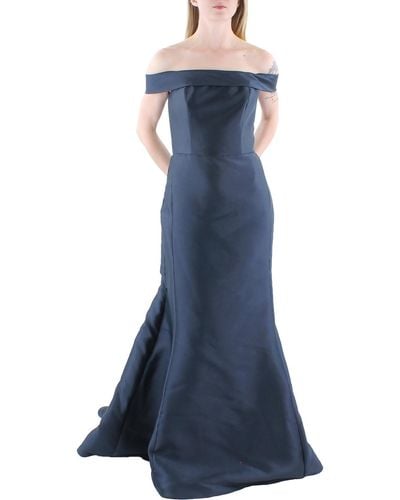 Amsale Mikado Formal Off-the-shoulder Evening Dress - Blue