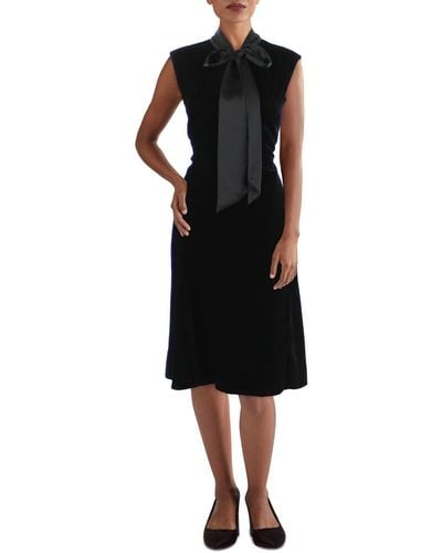Lauren by Ralph Lauren Velvet Calf Midi Dress - Black