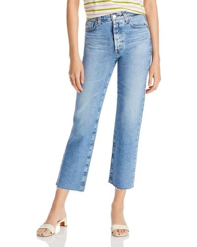 AG Jeans Alexis High Rise Button Fly Cropped Jeans - Blue