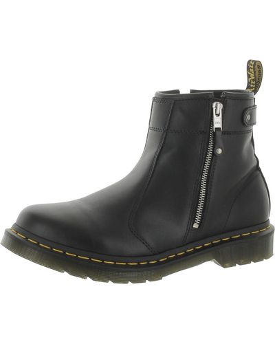 Dr. Martens 2976 Twin Zip Leather Solid Ankle Boots - Black