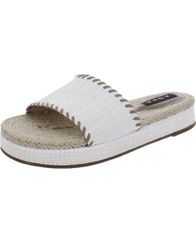 Aqua Leather Slip On Slide Sandals - Gray