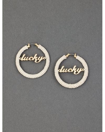 Lucky Brand Crochet Lucky Hoop Earring - Gray