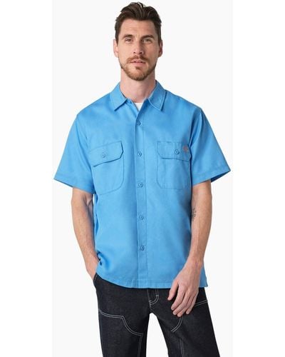 Dickies Relaxed Fit Short Sleeve Work Shirt - Blue