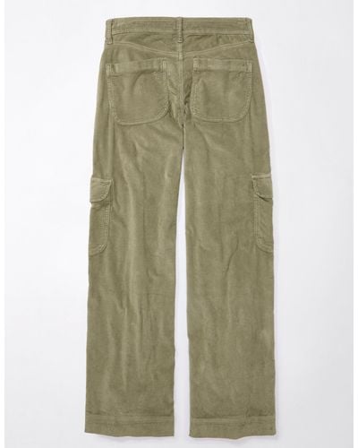 American Eagle Outfitters Ae Dreamy Drape Stretch Corduroy Super High-waisted baggy Wide-leg Pant - Green