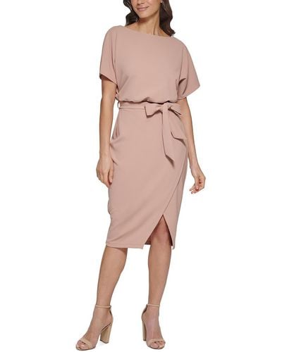 Kensie Blouson Split Wrap Dress - Pink