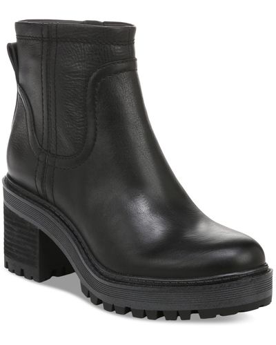 Zodiac Clair Leather Platform Ankle Boots - Black
