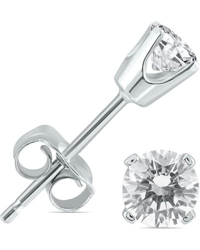 Monary 1/4 Carat Tw Round Diamond Solitaire Stud Earrings - Metallic