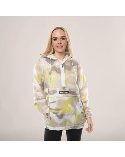 Members Only Translucent Camo Print Popover Oversized Jacket - Multicolor
