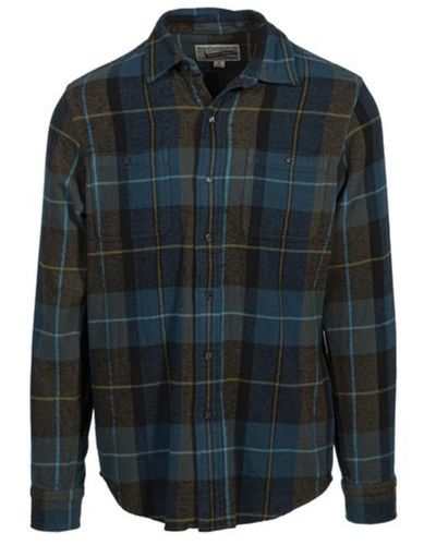 Schott Nyc Plaid Cotton Flannel Shirt - Blue