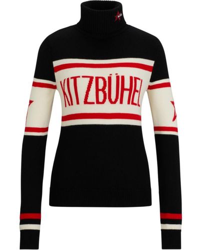 BOSS X Perfect Moment Virgin-wool Sweater With 'kitzbhel' Intarsia - Red