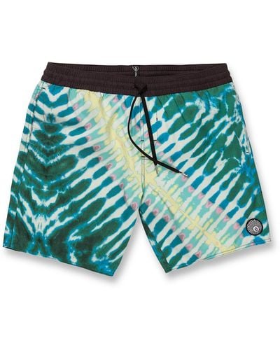 Volcom Beach Bunch Printed Board Shorts Swim Trunks - Blue