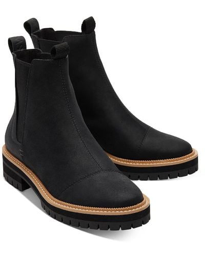 TOMS Dakota Leather Pull On Chelsea Boots - Black