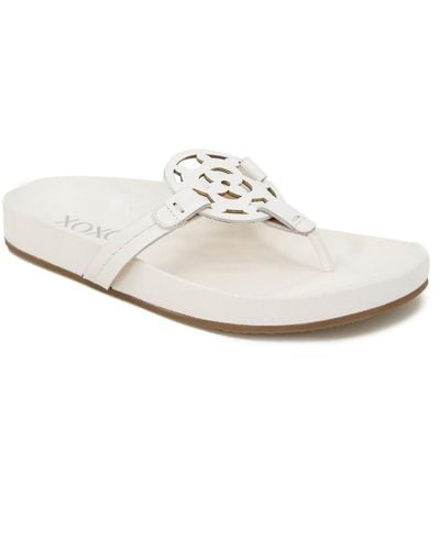 Xoxo Peace Faux Leather Thong Sandals - White