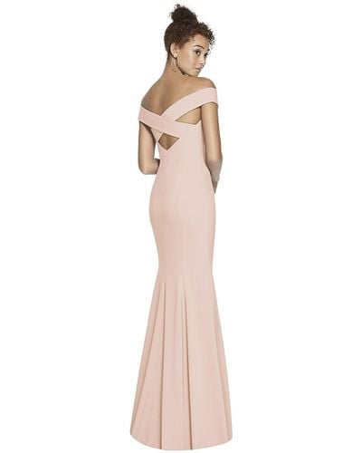 Dessy Collection Off-the-shoulder Criss Cross Back Trumpet Gown - Natural