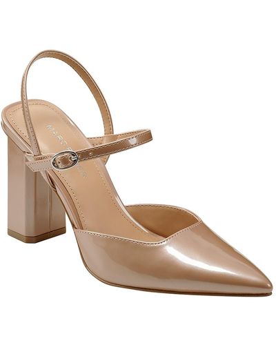 Marc Fisher Doster 2 Faux Leaher Ankle Strap Block Heels - Natural