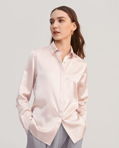 LILYSILK Basic Concealed Placket Silk Shirts - Natural