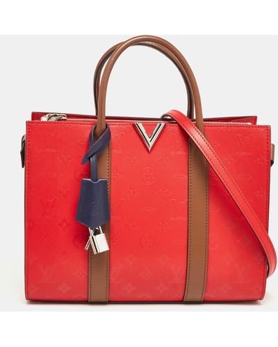 Louis Vuitton Rubis/noisette Monogram Plume Leather Very Mm Tote - Red