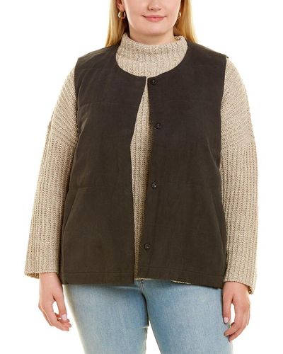 Eileen Fisher Plus Quilted Vest - Gray