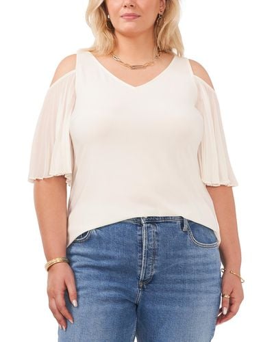 Vince Camuto Plus Ruffled Off The Shoulder - White