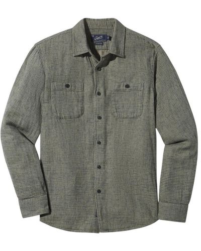Grayers Houndstooth Double Cloth Workshirt In Sage - Gray