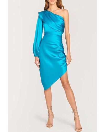 Amanda Uprichard Eleanore One Shoulder Asymmetrical Dress - Blue