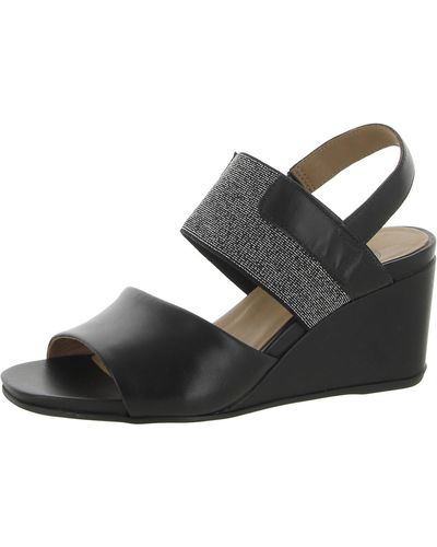 Driver Club USA Long Island Leather Ankle Wedge Sandals - Black