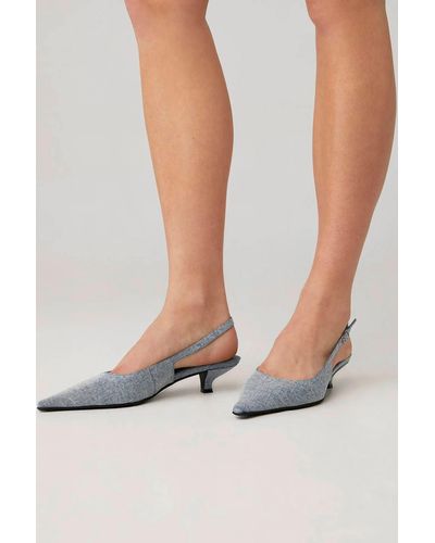 Jeffrey Campbell Alora Slingback Sandal In Blue Denim - White