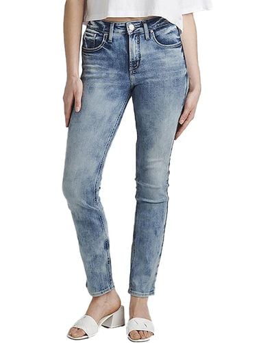 Silver Jeans Co. Avery High Rise Curvy Fit Straight Leg Jeans - Blue