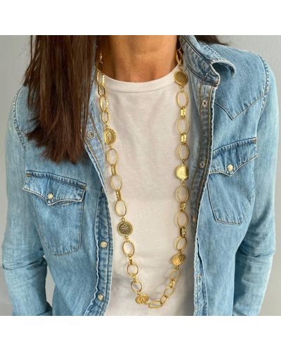 Karine Sultan Oval Link & Coin Necklace - Blue