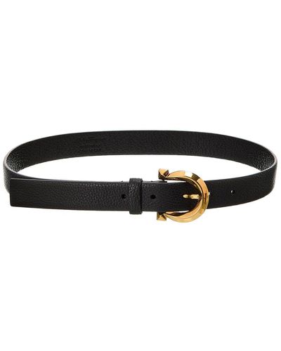 Ferragamo Gancini Adjustable Leather Belt - Black