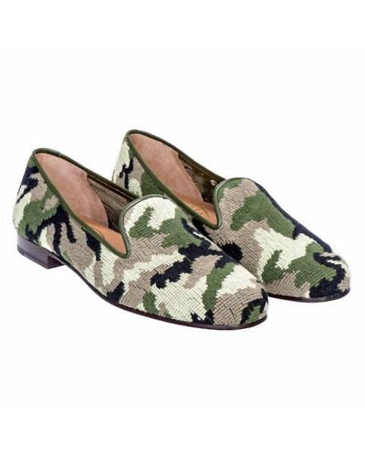 Stubbs And Wootton Needlepoint Camouflage Loafer - Green