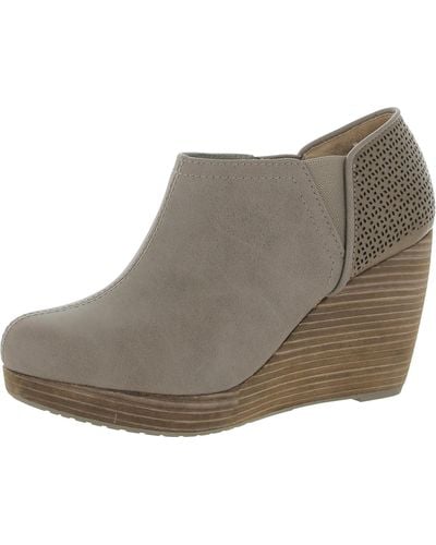 Dr. Scholls Marlow Faux Leather Slip On Wedge Boots - Gray