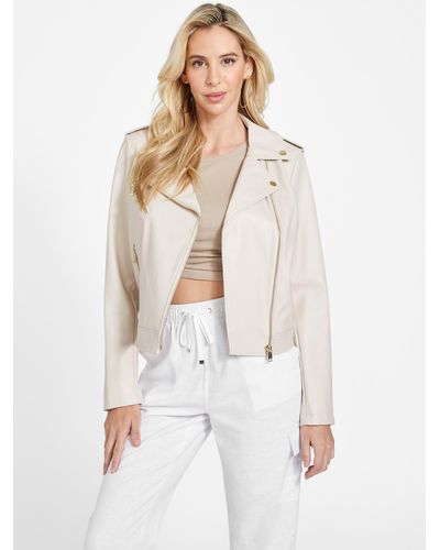 Guess Factory Ellie Faux-leather Moto Jacket - White