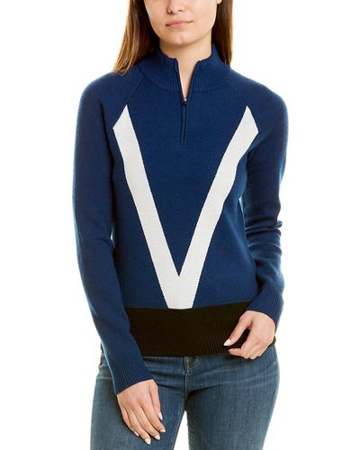 Fera Vivian Wool-blend 1/4-zip Sweater - Blue