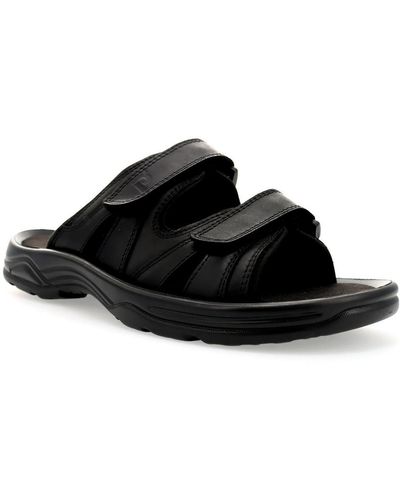 Propet Vero Leather Slip On Slide Sandals - Black