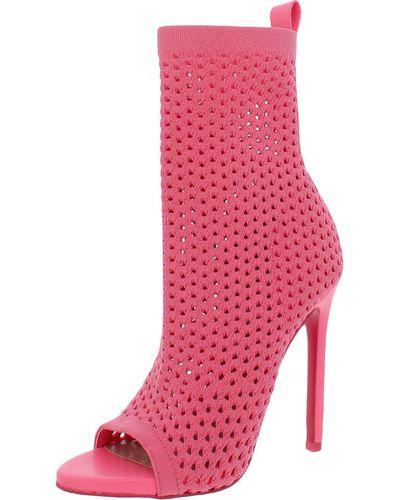 Steve Madden Evelina Knit Open Toe Ankle Boots - Pink